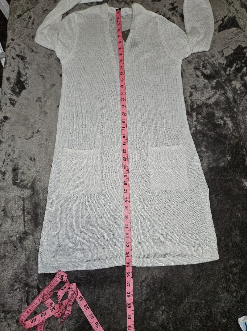 J. Jill White Open-Knit Open-Front Linen Blend Cardigan Duster XS Coastal Chic - Picture 4 of 10